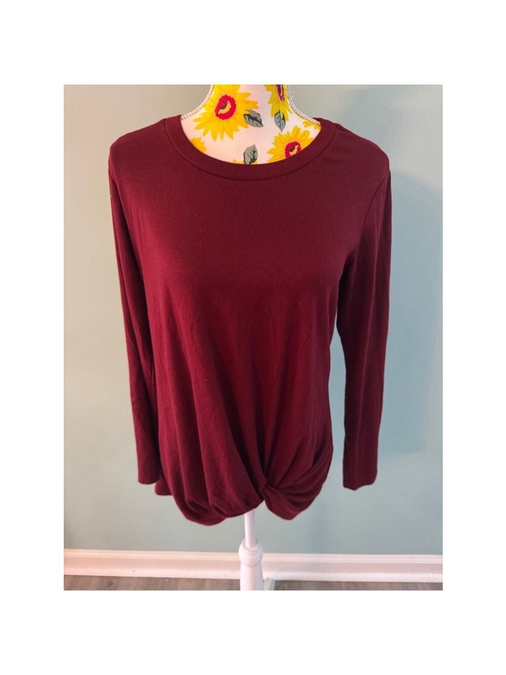 Women's Yidarton Long Sleeve Burgundy Shirt Size L